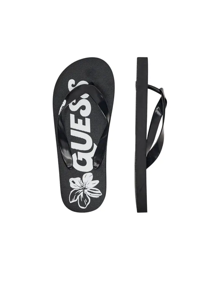 infradito kids nere con logo miniatura 3