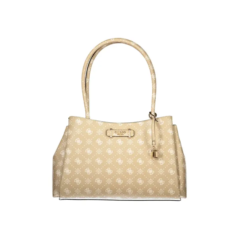 Borsa a Spalla Donna beige Stampa Logo