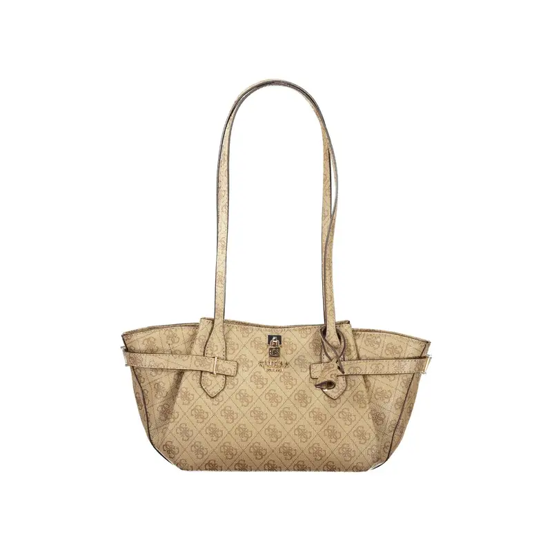 Borsa a Spalla Donna beige Stampa Logo