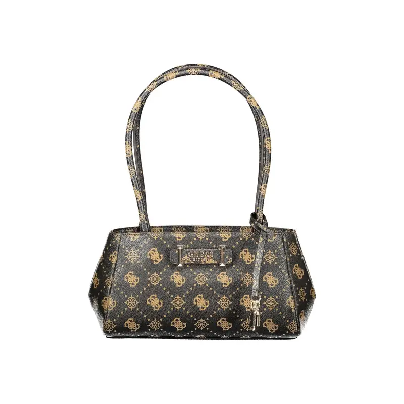 Borsa a Spalla Donna Marroni Stampa Logo Marrone