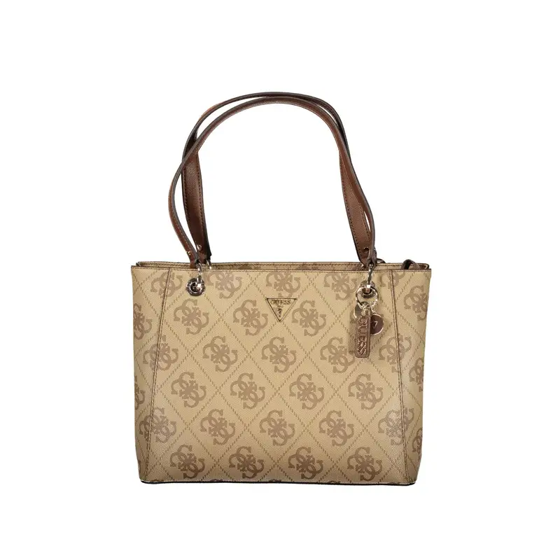 Borsa a Spalla Donna Marroni Stampa Logo Marrone