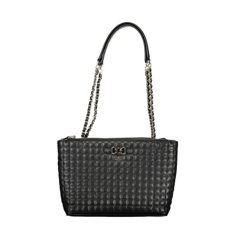 Borsa a Spalla Donna Nera Dettagli a Contrasto Nero