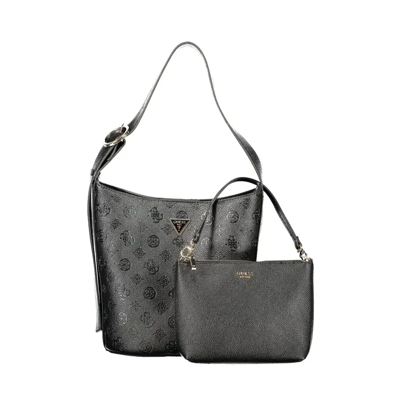 Borsa a Spalla Donna Nera Logo Nero