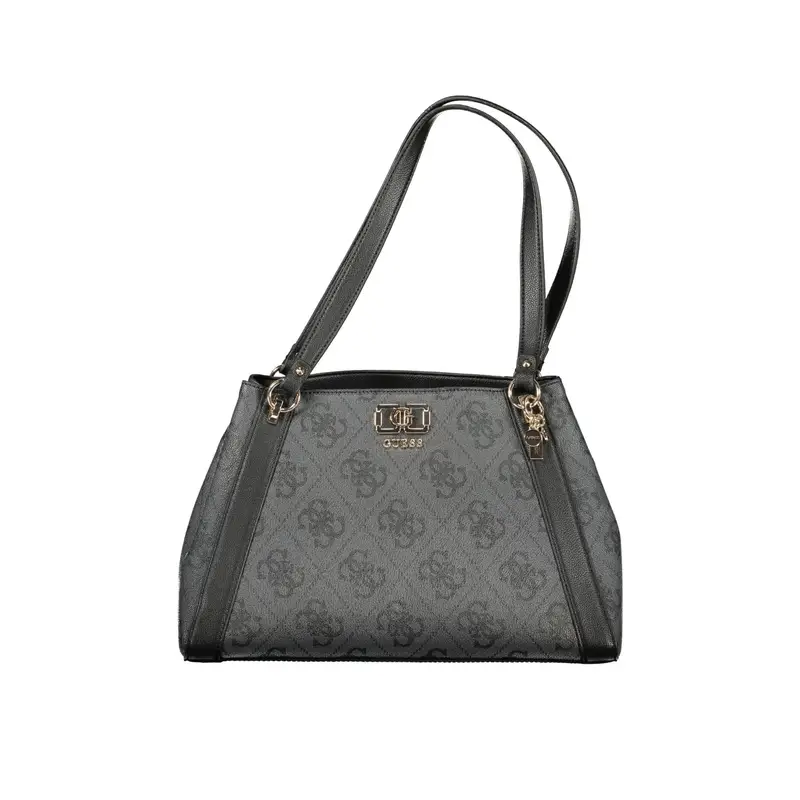 Borsa a Spalla Donna Nera Stampa Logo Nero