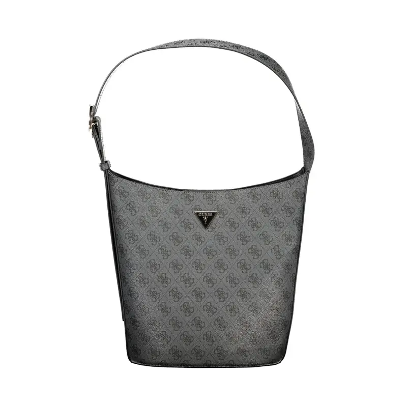 Borsa a Spalla Donna Nera Stampa Logo Nero