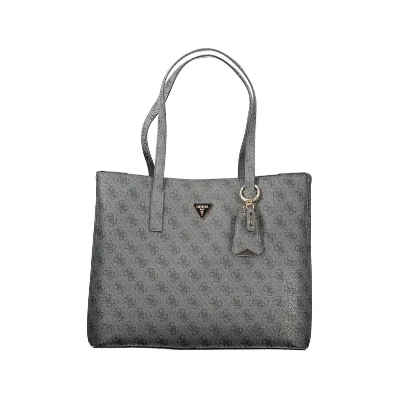 Borsa a Spalla Donna Nera Stampa Logo Nero