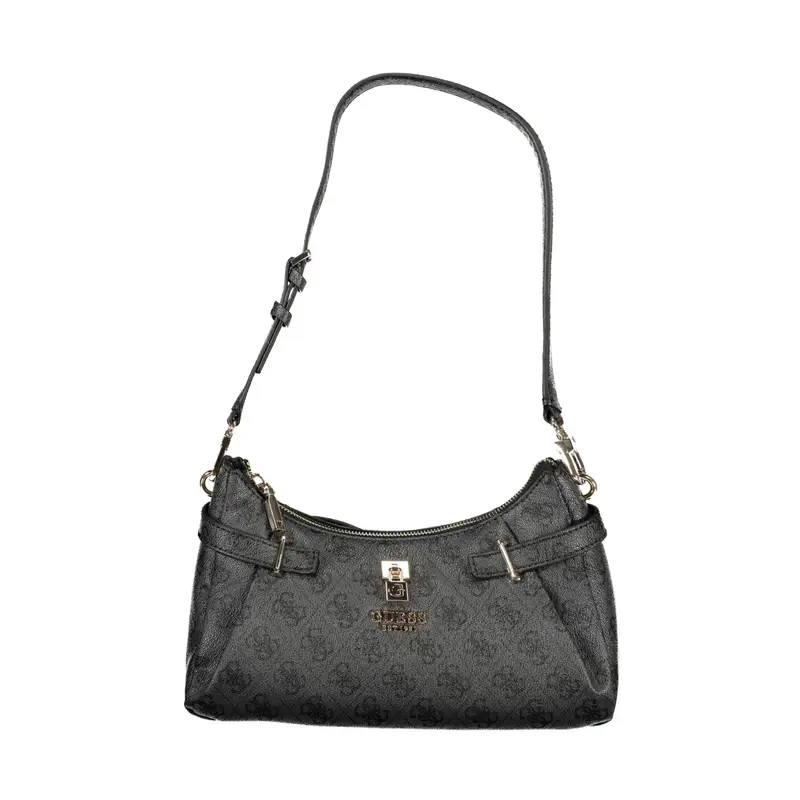 Borsa a Spalla Donna Nera Stampa Logo Nero