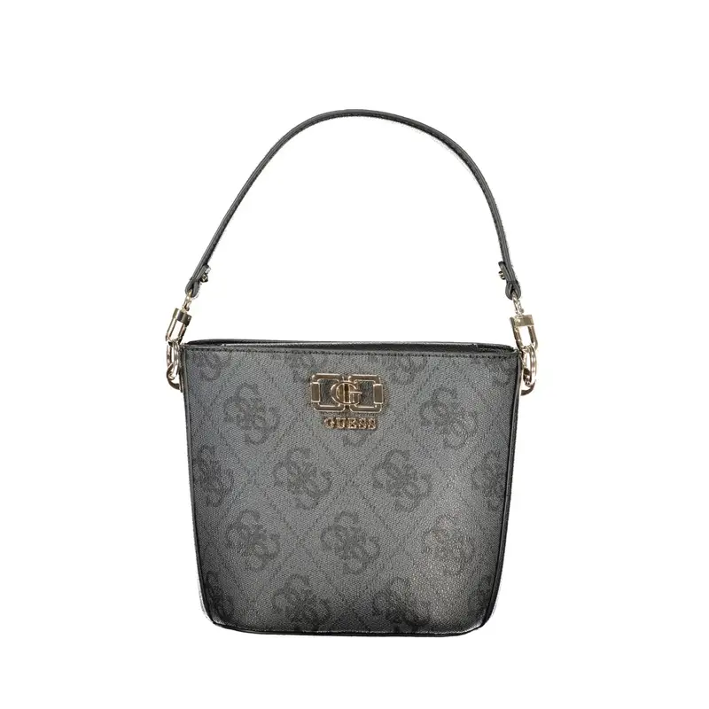 Borsa a Tracolla Donna Nera Stampa Logo Nero