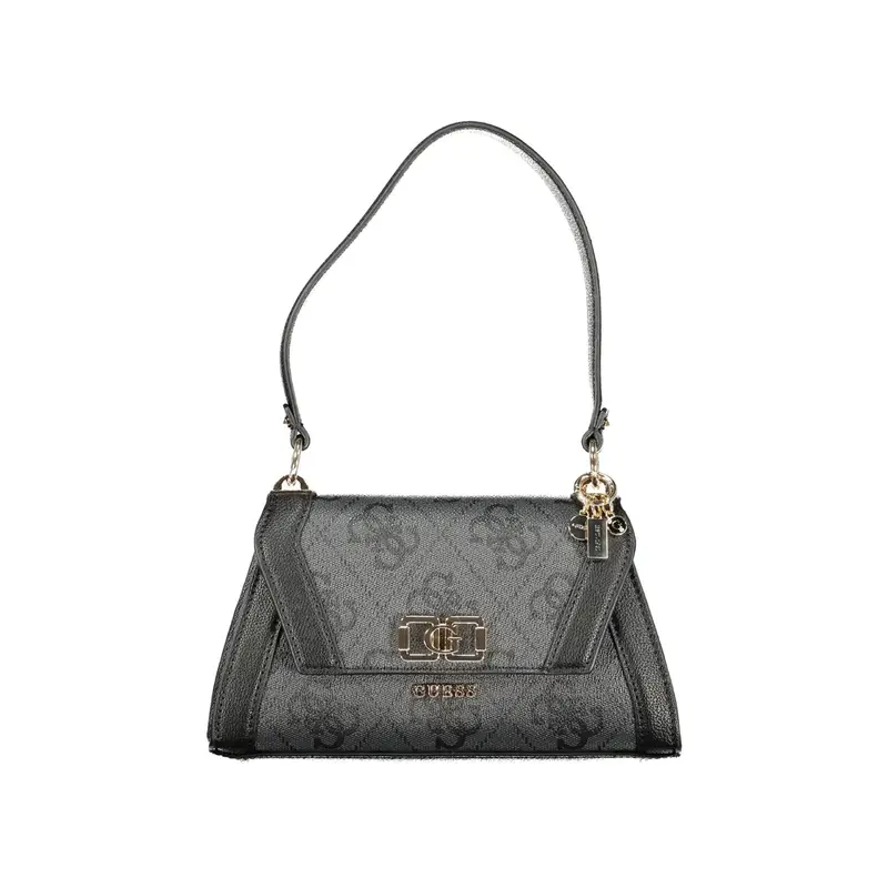 Borsa a Tracolla Donna Nera Stampa Logo Nero