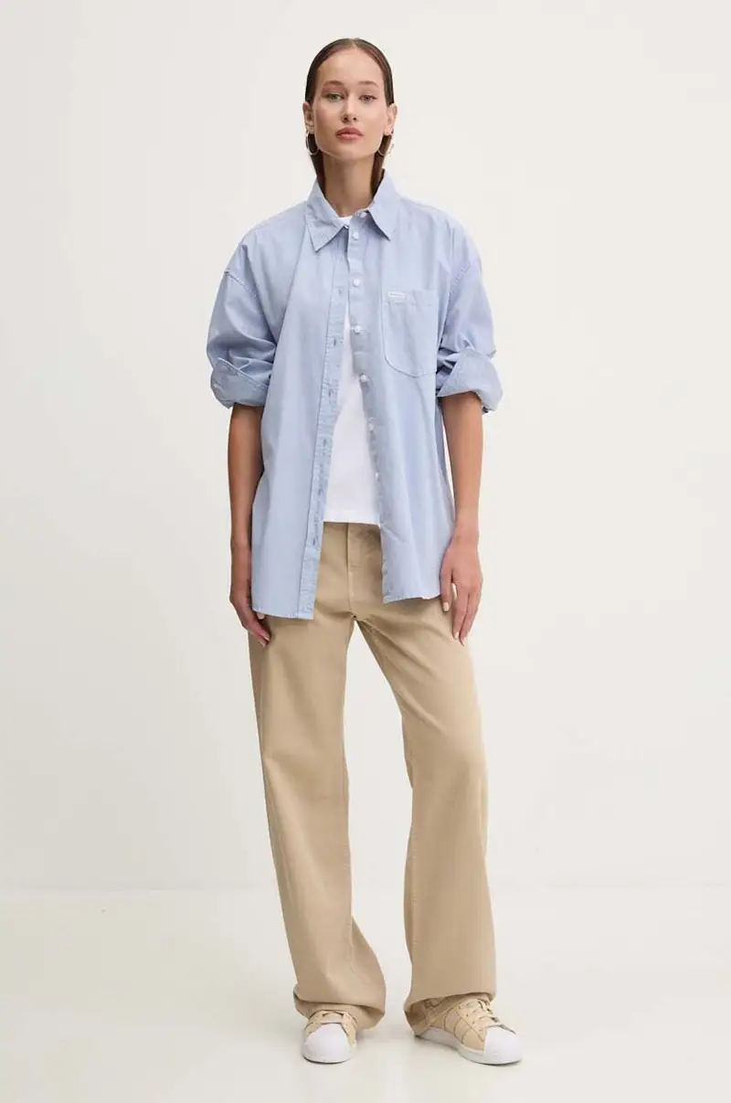 camicia in cotone donna colore blu W4YH22 WGCF1 miniatura 2