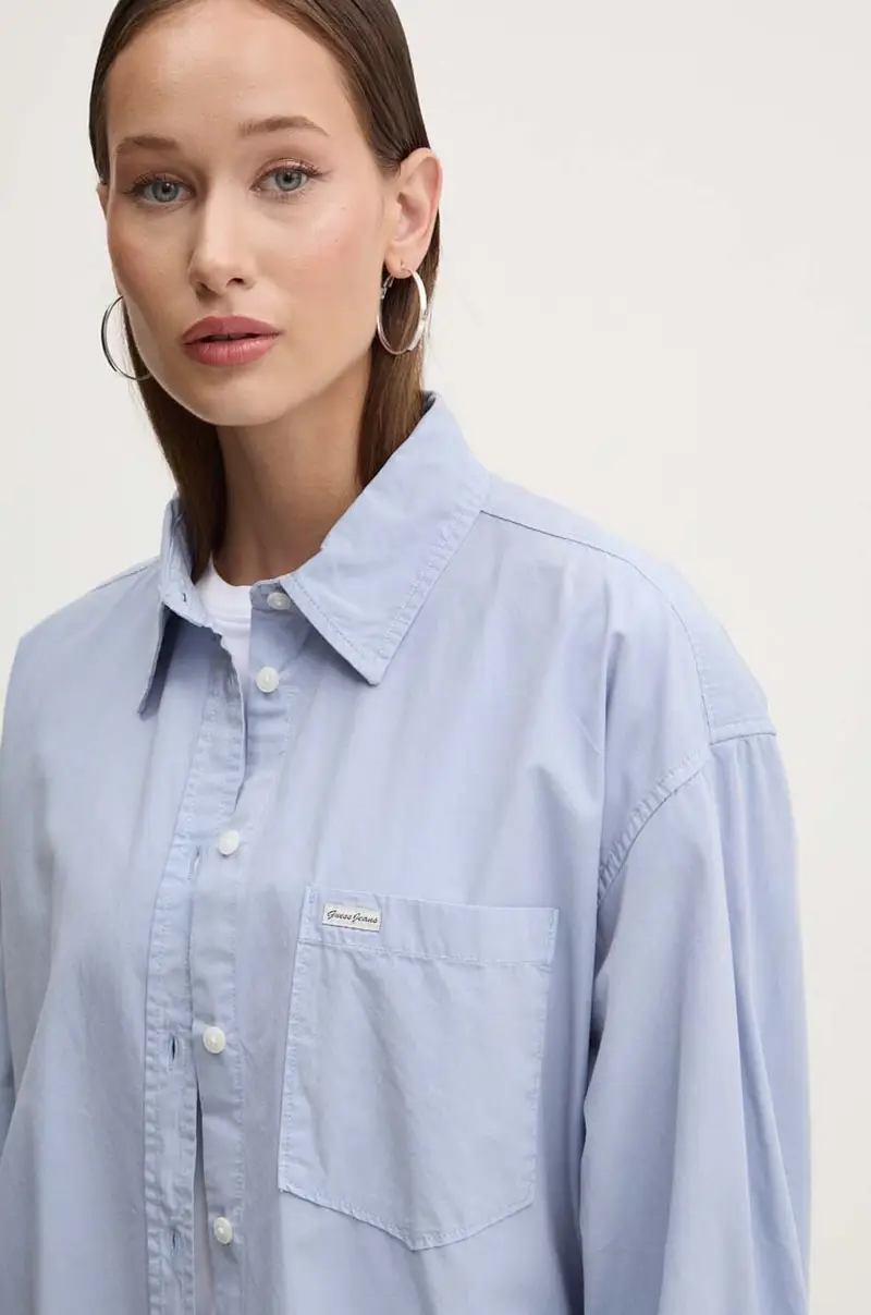 camicia in cotone donna colore blu W4YH22 WGCF1 miniatura 4