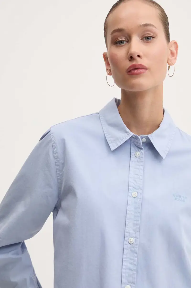 camicia in cotone donna colore blu W4YH68 WGCF1 miniatura 4