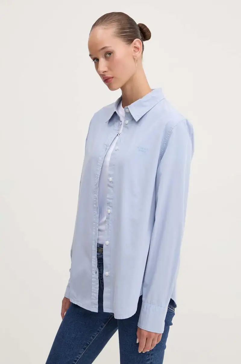 camicia in cotone donna colore blu W4YH68 WGCF1