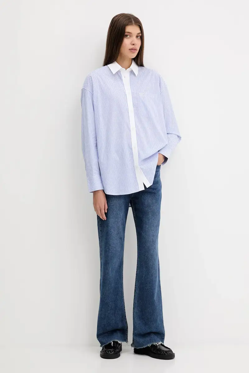 camicia in cotone donna colore blu W5RH94 WGZ11 miniatura 2