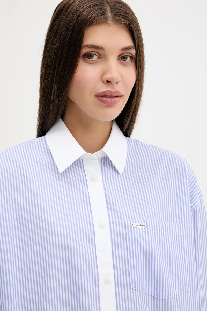 camicia in cotone donna colore blu W5RH94 WGZ11 miniatura 4