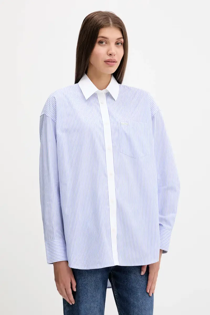 camicia in cotone donna colore blu W5RH94 WGZ11