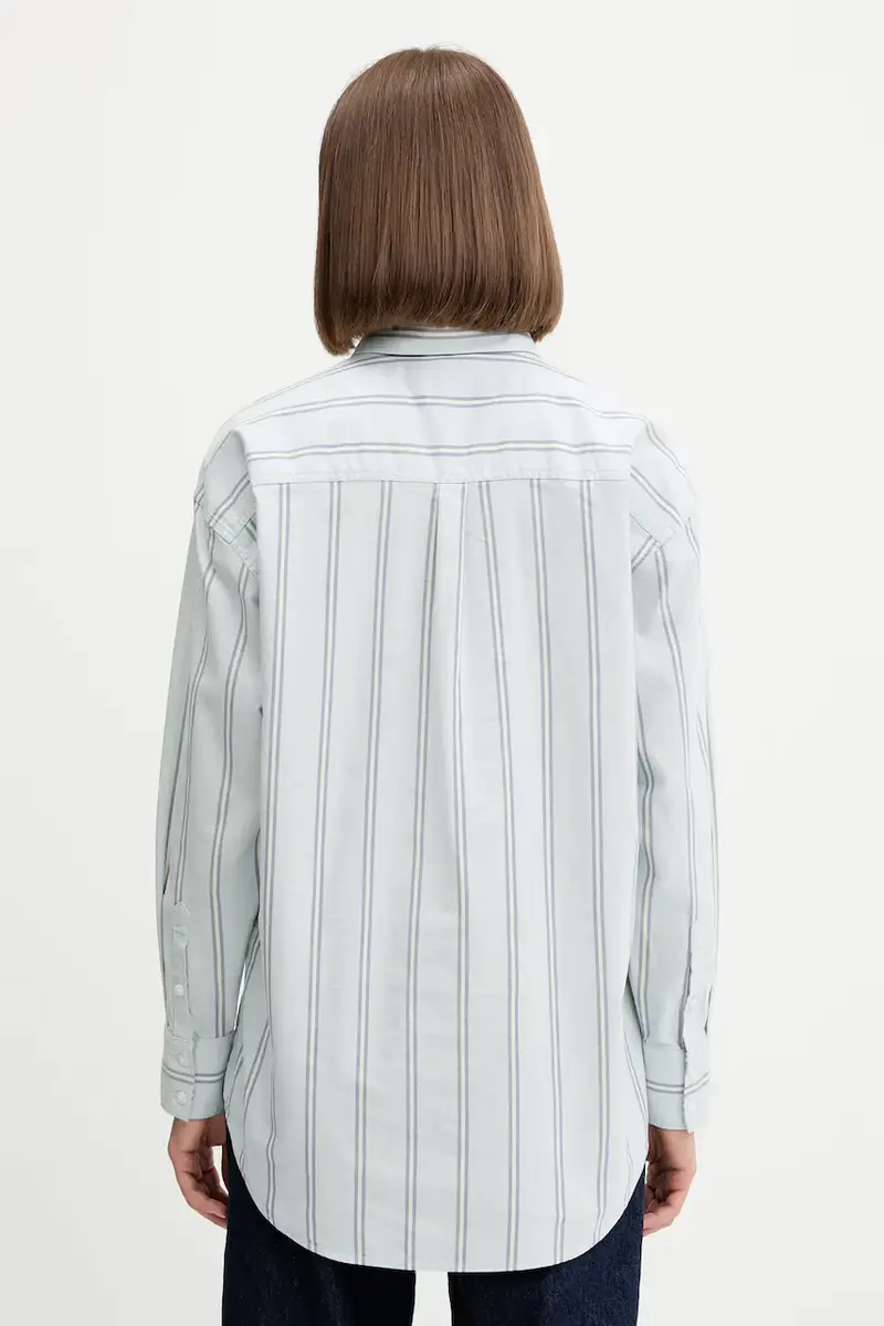 camicia in cotone donna colore blu W5YH98 WHFL1 miniatura 3