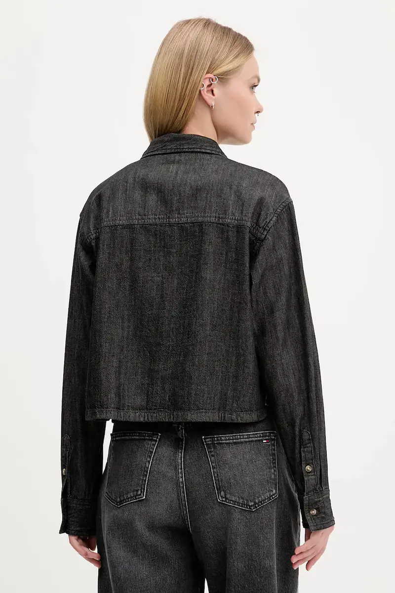 camicia in cotone donna colore nero W5BH0D D6161 miniatura 3