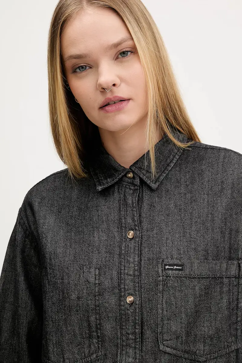 camicia in cotone donna colore nero W5BH0D D6161 miniatura 4