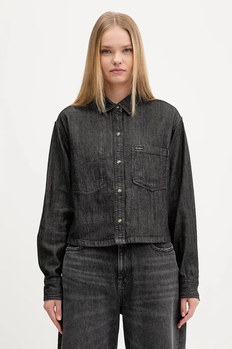 camicia in cotone donna colore nero W5BH0D D6161