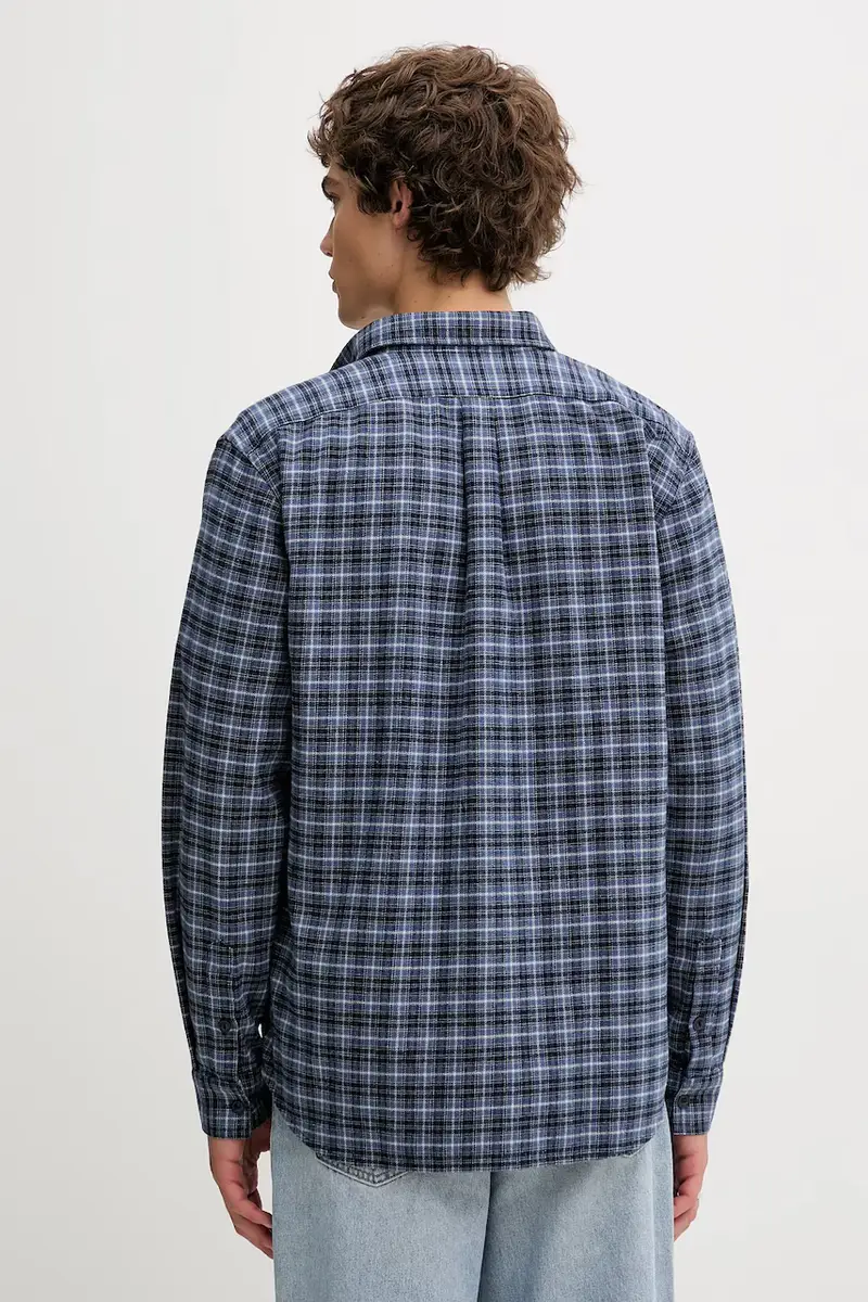 camicia in cotone uomo colore blu M5BH16 WGMH1 miniatura 3