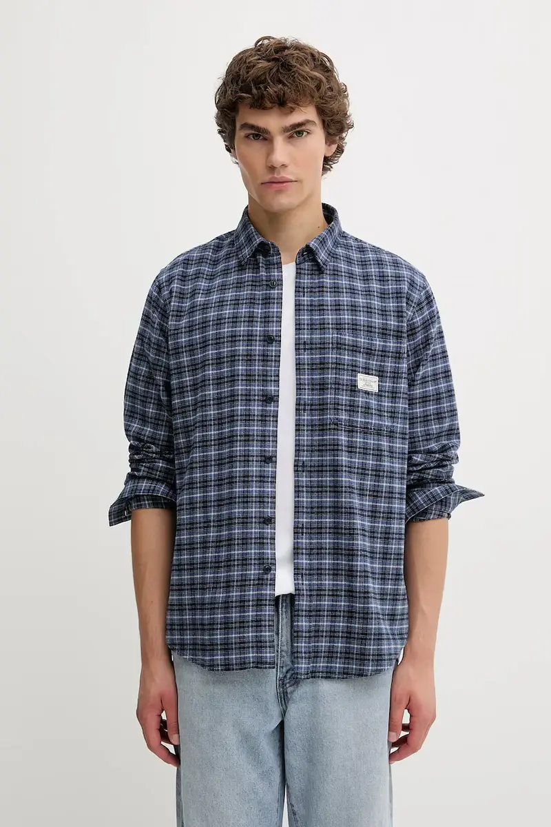 camicia in cotone uomo colore blu M5BH16 WGMH1