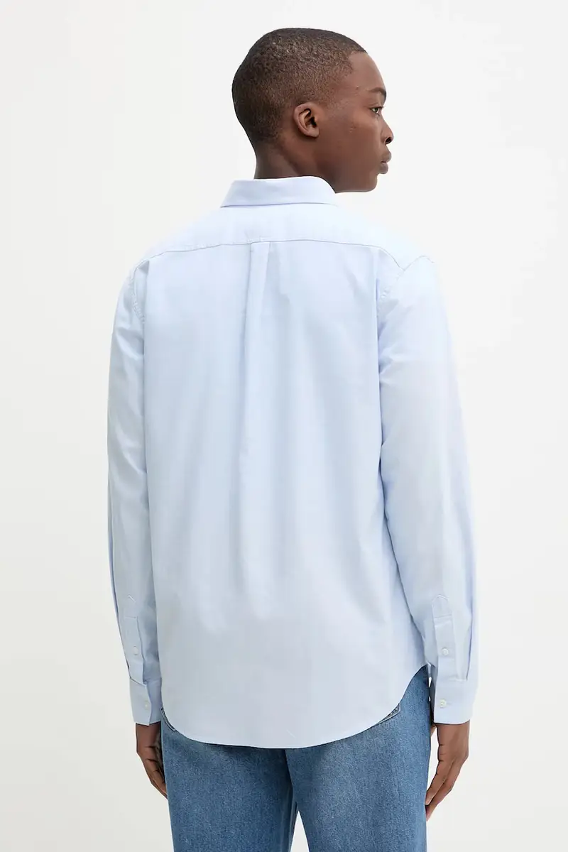 camicia in cotone uomo colore blu M5YH64 WHFK1 miniatura 3