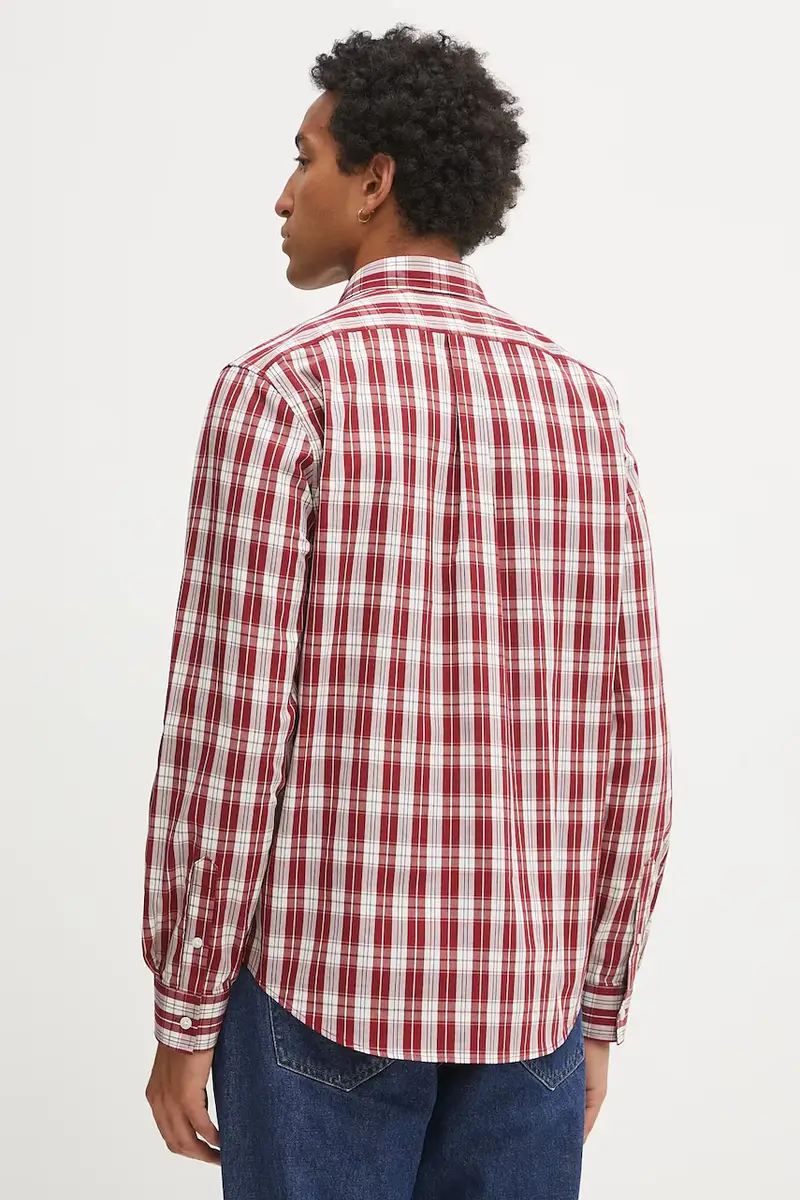 camicia in cotone uomo colore granata M5YH37 WH7Q1 miniatura 3