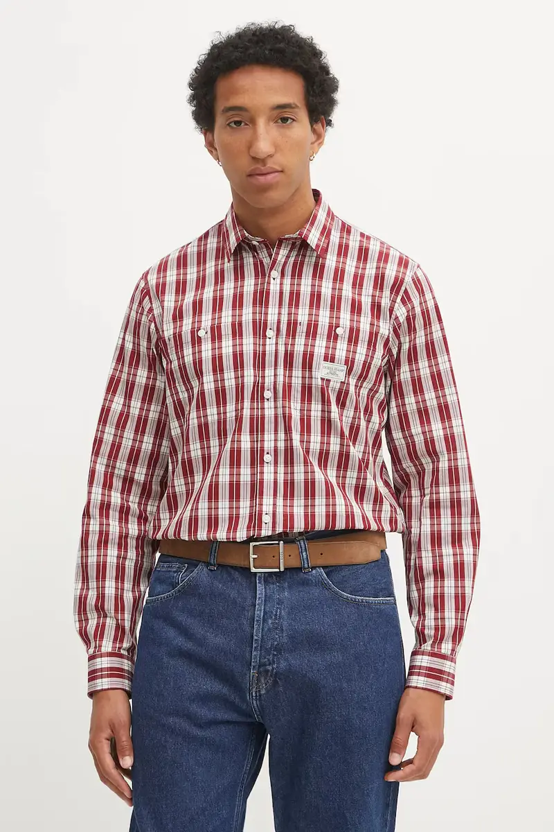 camicia in cotone uomo colore granata M5YH37 WH7Q1