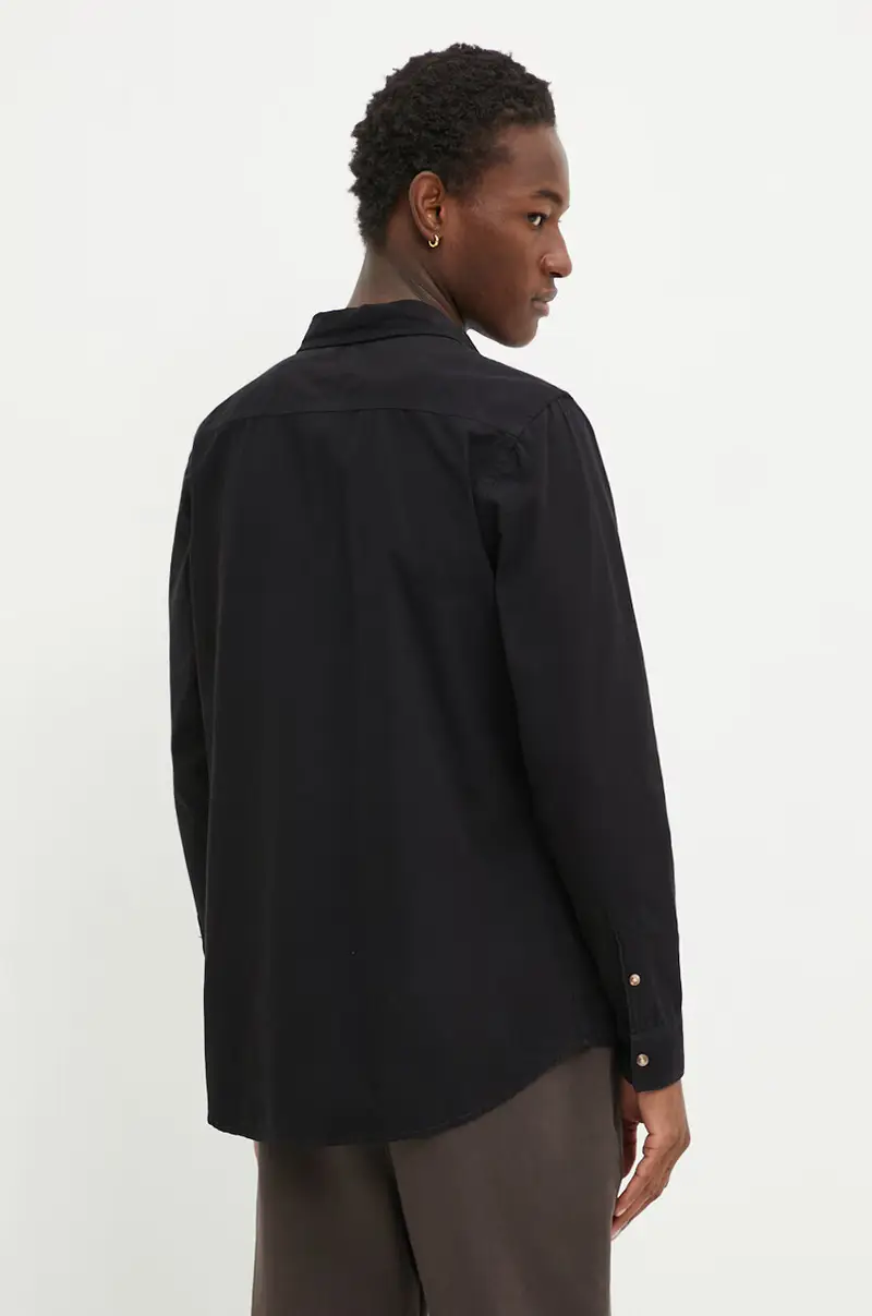 camicia in cotone uomo colore nero M4YH35 WGCF1 miniatura 3