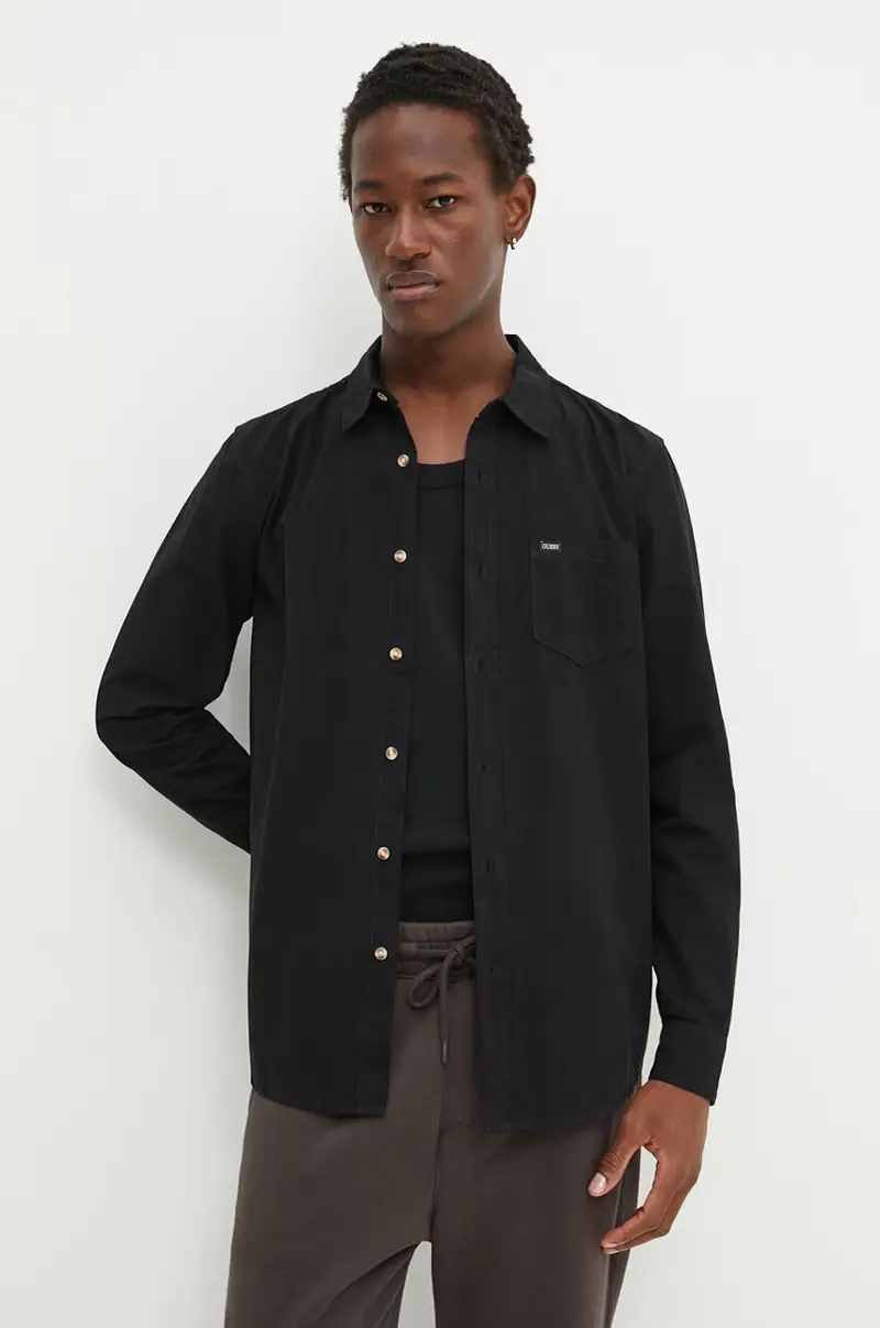 camicia in cotone uomo colore nero M4YH35 WGCF1