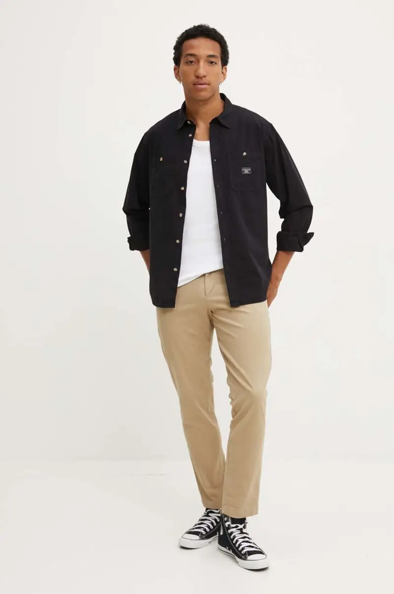 camicia in cotone uomo colore nero M4YH37 WGCF1 miniatura 2