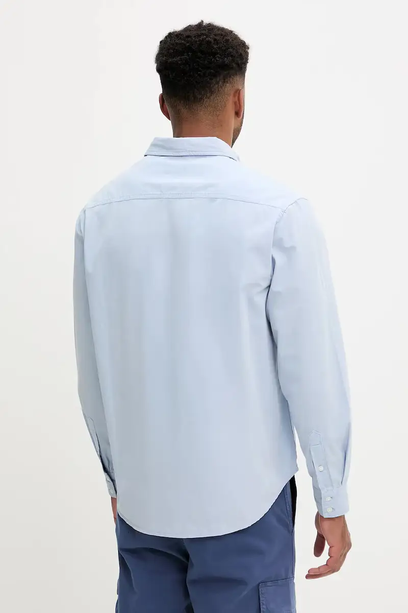 camicia in cotone uomo colore nero M4YH37 WGCF1 Blu miniatura 3