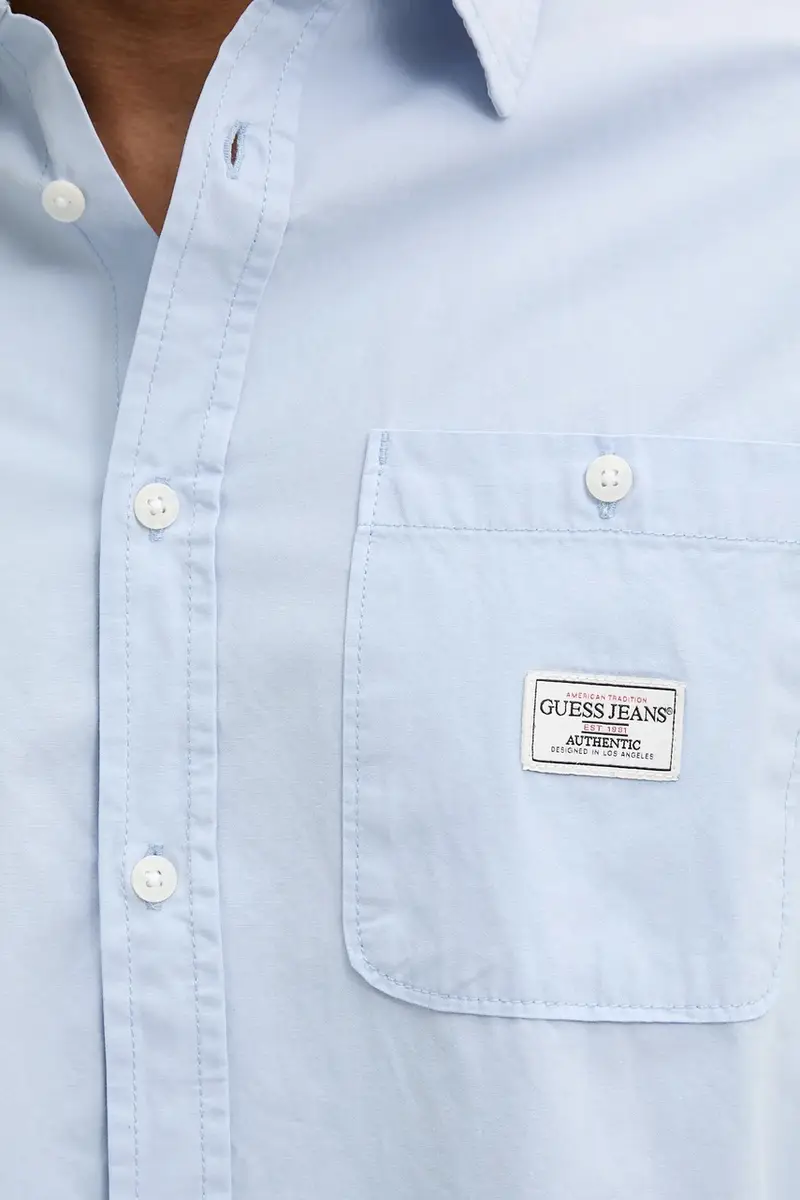 camicia in cotone uomo colore nero M4YH37 WGCF1 Blu miniatura 5