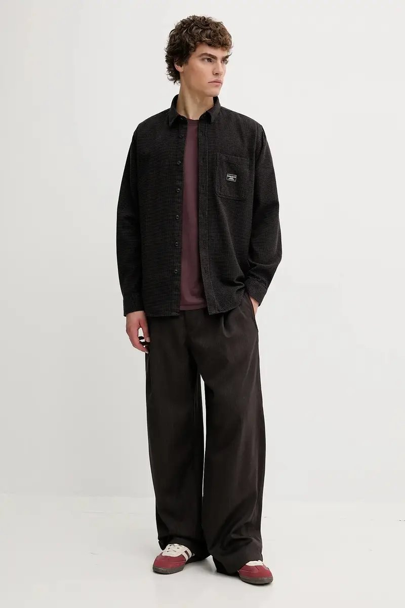 camicia in cotone uomo colore nero M5BH16 WGMH1 miniatura 2