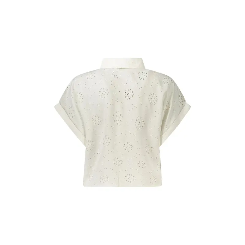 Camicia Maniche Corte Donna Bianca Logo Bianco miniatura 2