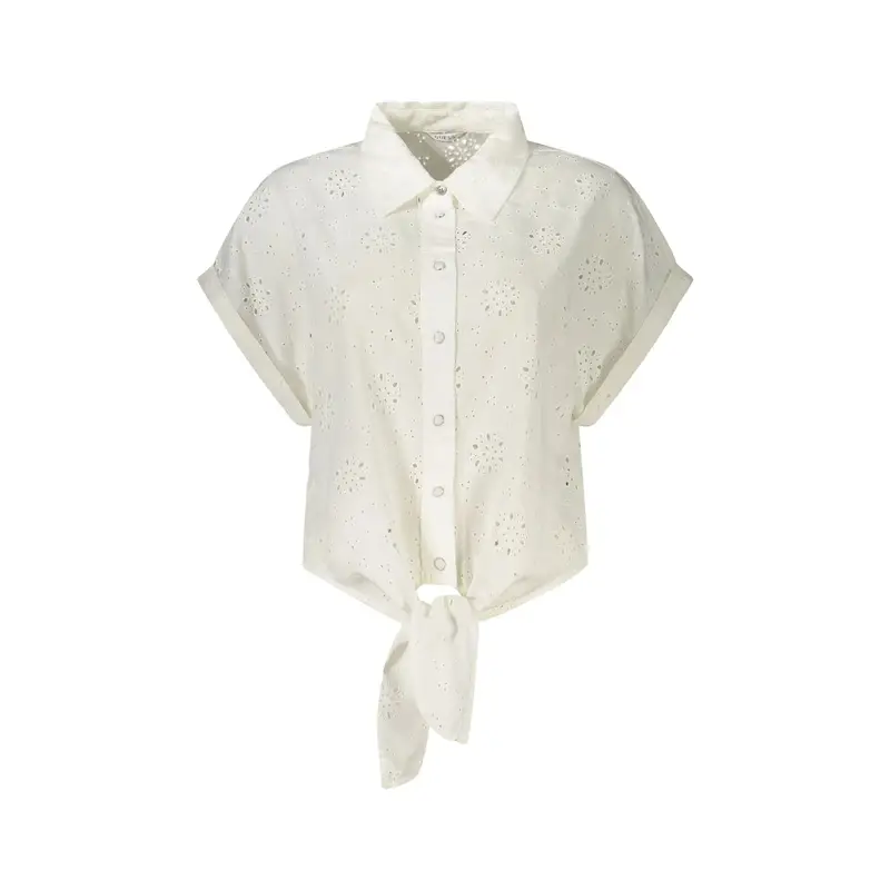 Camicia Maniche Corte Donna Bianca Logo Bianco