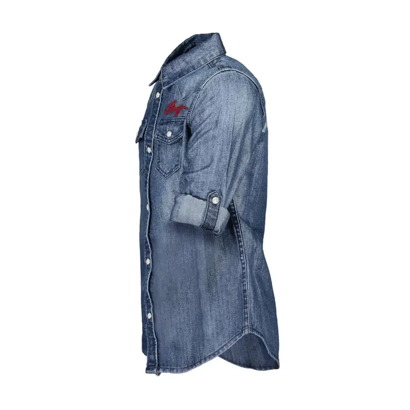 Camicia Maniche Lunghe Bambina Blu Ricamo miniatura 3