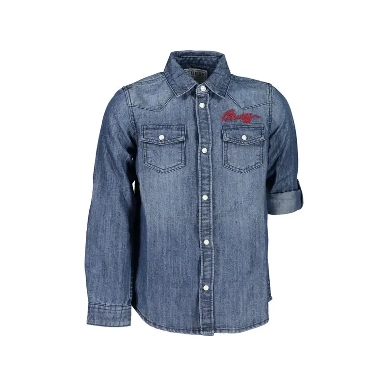 Camicia Maniche Lunghe Bambina Blu Ricamo