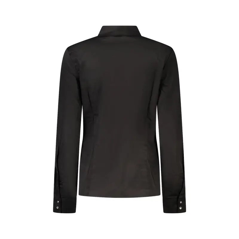 Camicia Maniche Lunghe Donna Nera Ricamo Nero miniatura 2