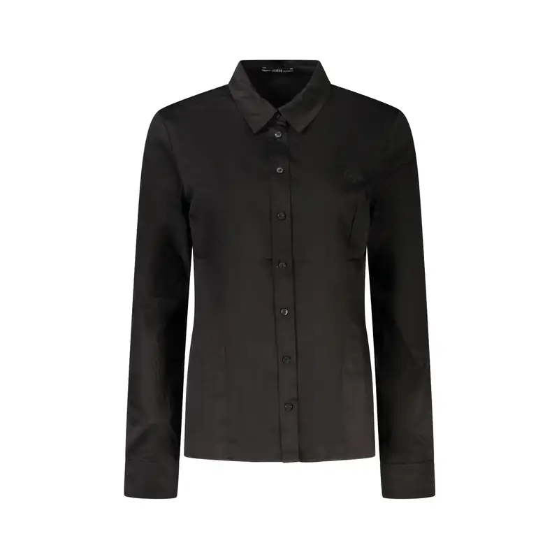 Camicia Maniche Lunghe Donna Nera Ricamo Nero