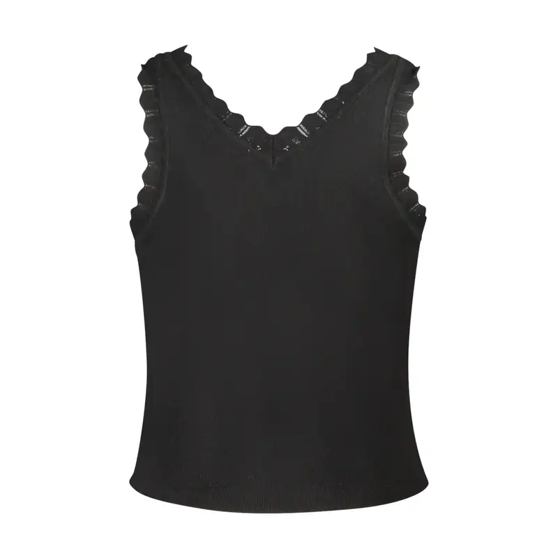 Canotta Donna Nera Strass Nero miniatura 2