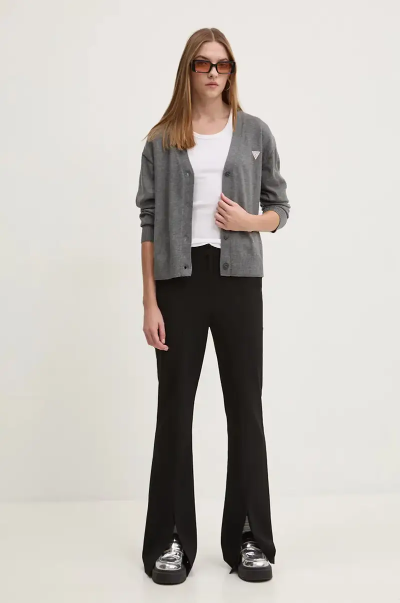 cardigan con aggiunta di lana colore grigio W4BR16 Z3HO2 miniatura 2