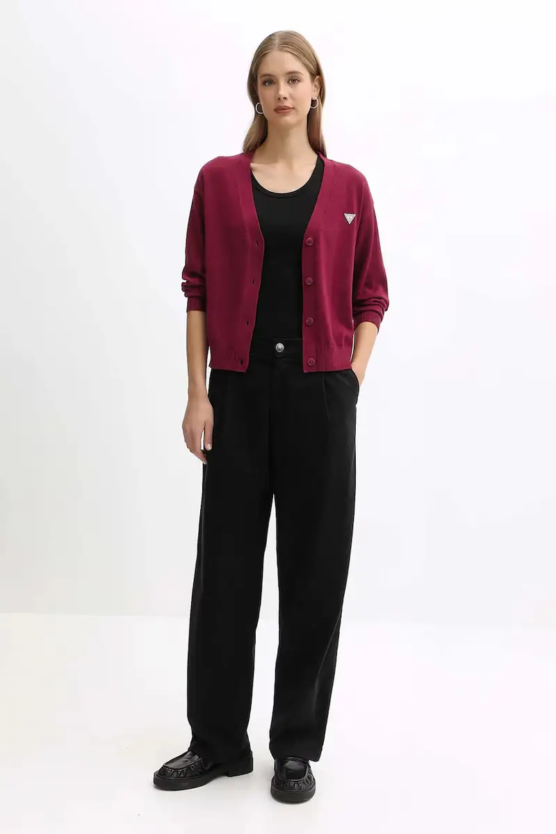 cardigan con aggiunta di lana colore nero W4BR16 Z3HO2 Granata miniatura 2