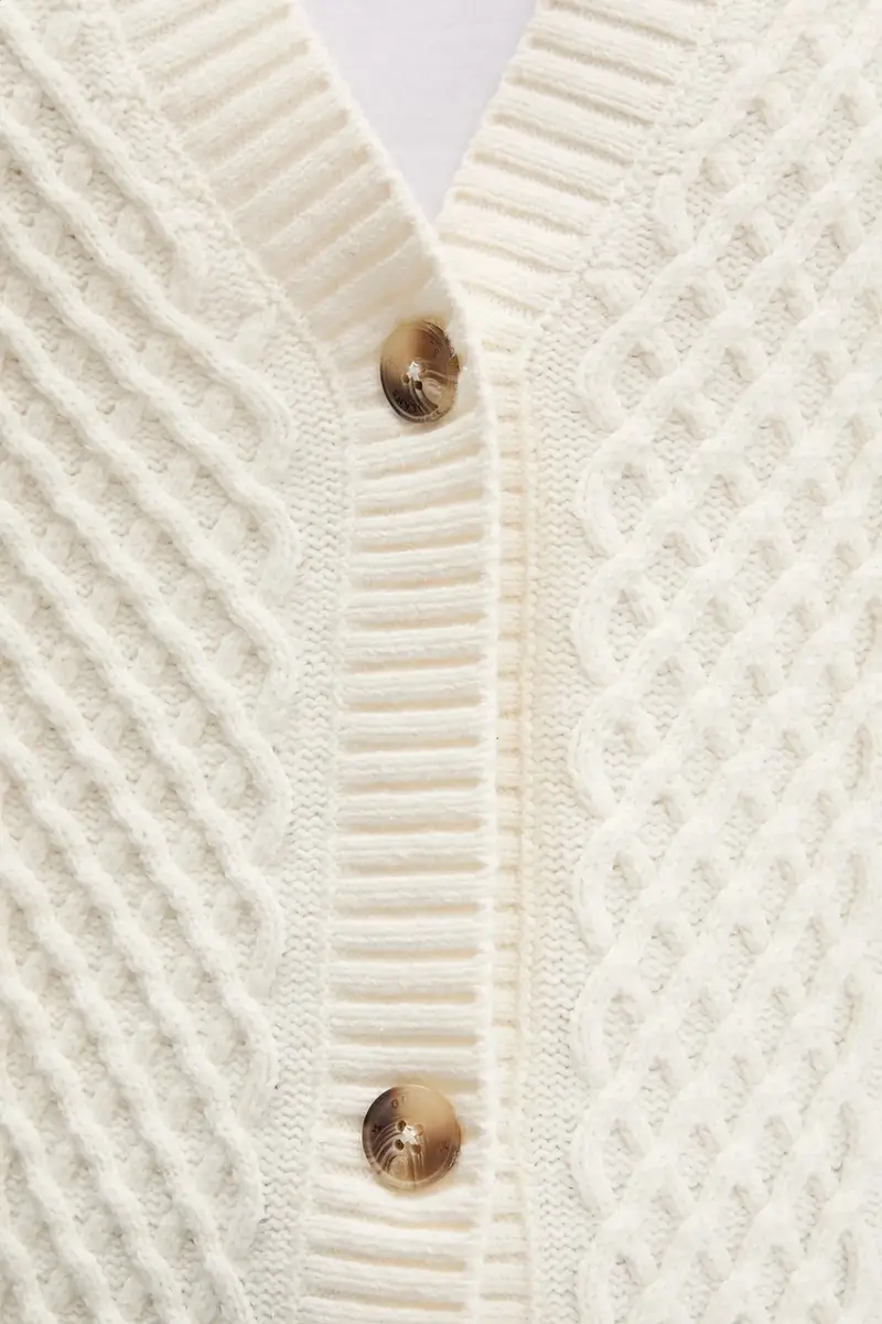 cardigan con lana colore beige W5BR08 Z0561 miniatura 5