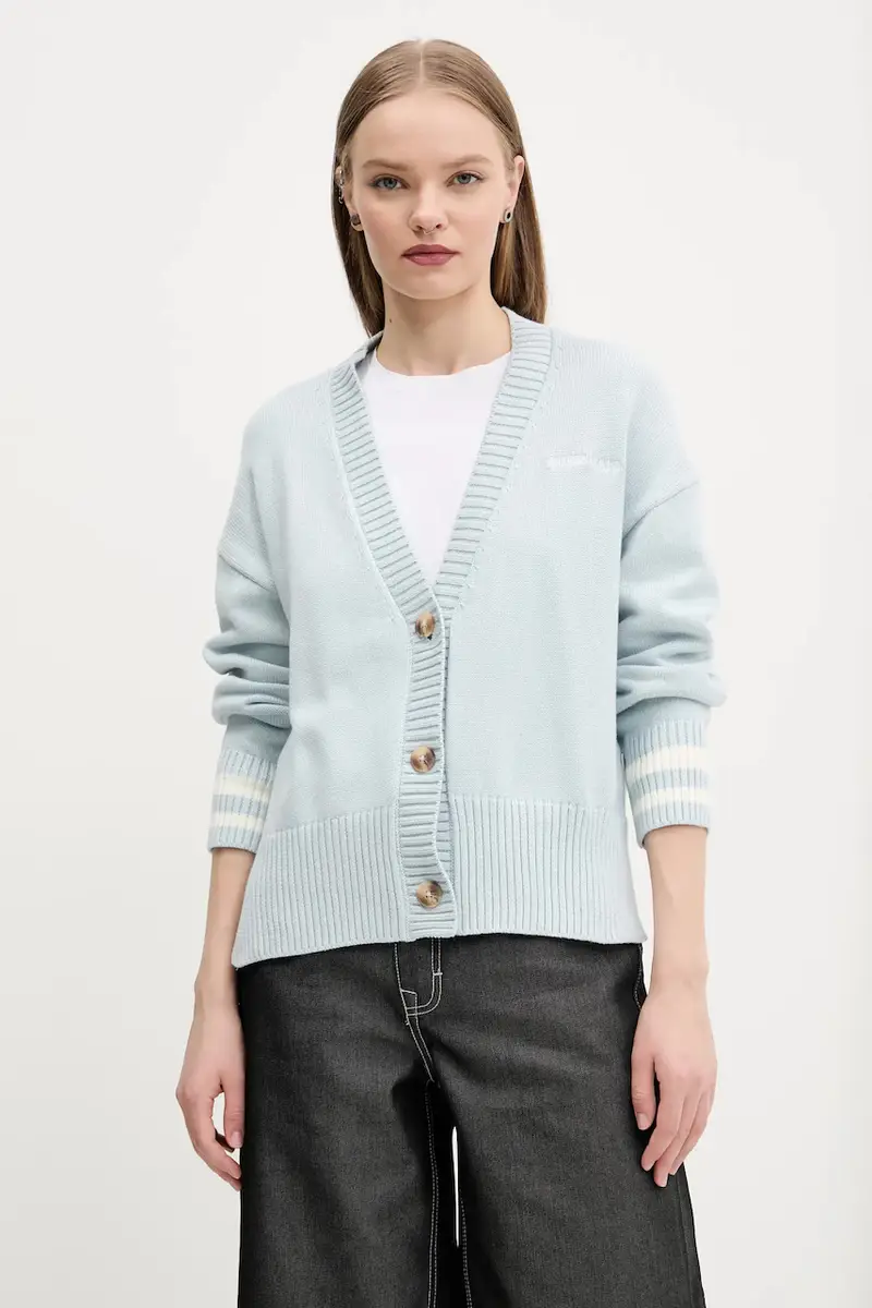 cardigan in cotone colore blu W4BR81 Z3HM1