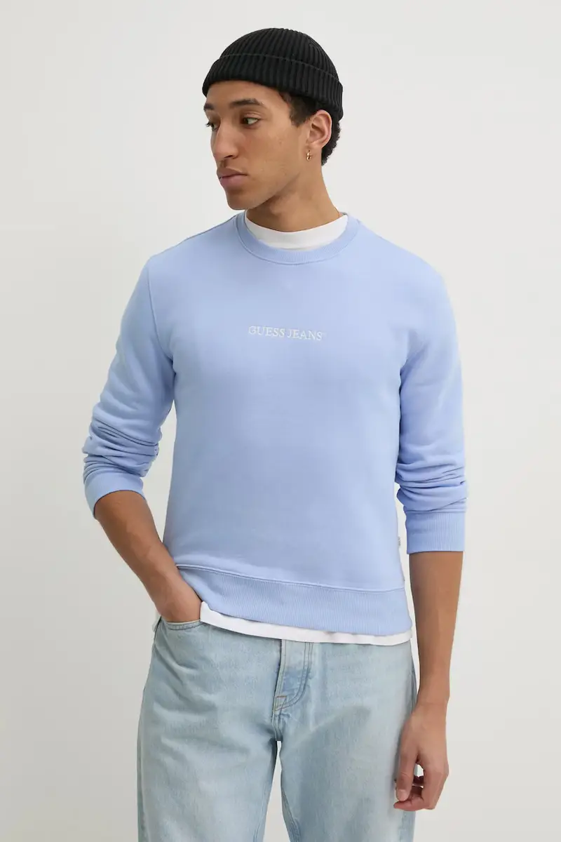 felpa colore blu con applicazione M4YQ19 K9V31