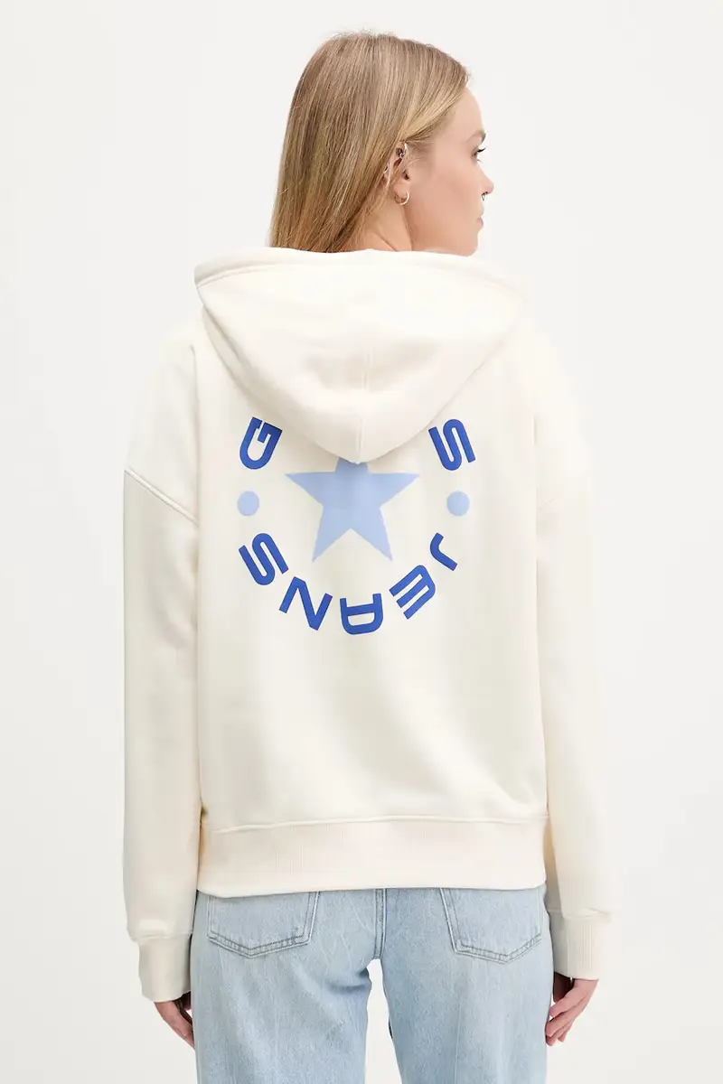 felpa donna colore beige con cappuccio W5BQ24 KC811