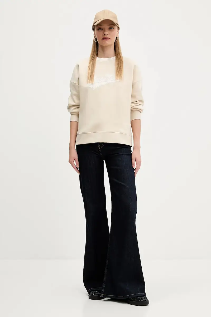 felpa donna colore beige W5BQ23 KC811 miniatura 2