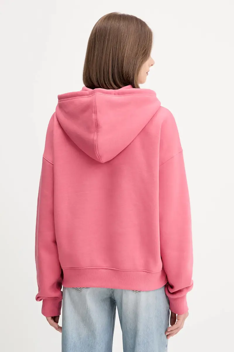 felpa donna colore bianco con cappuccio con applicazione W4YQ15 KC811 Rosa miniatura 3